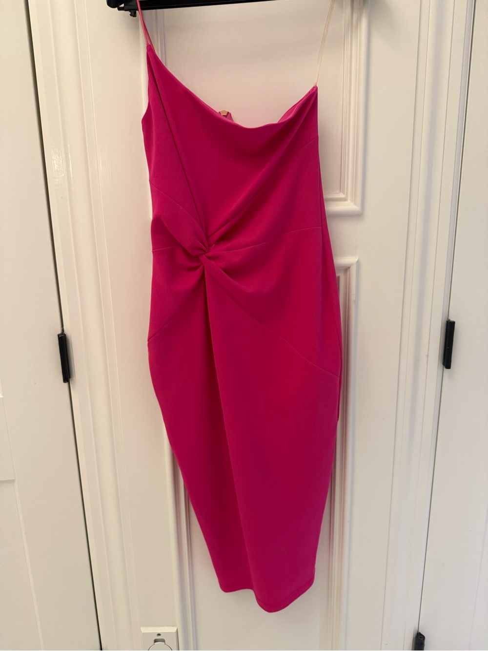 Women's Twist-Front Spaghetti Strap Dress in Fuchsia